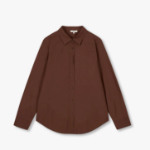 JAJU Cotton Poplin Long Sleeve Shirt – Brown