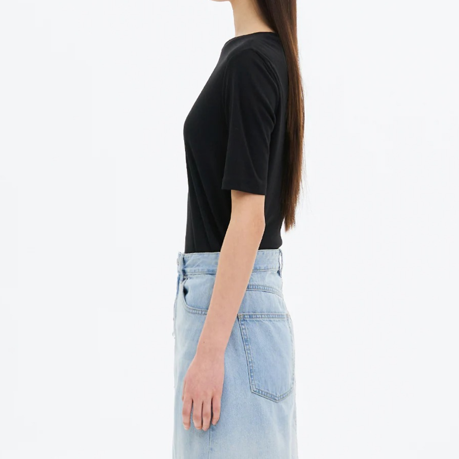 8 seconds Basic Elbow-sleeve T-shirt — Black