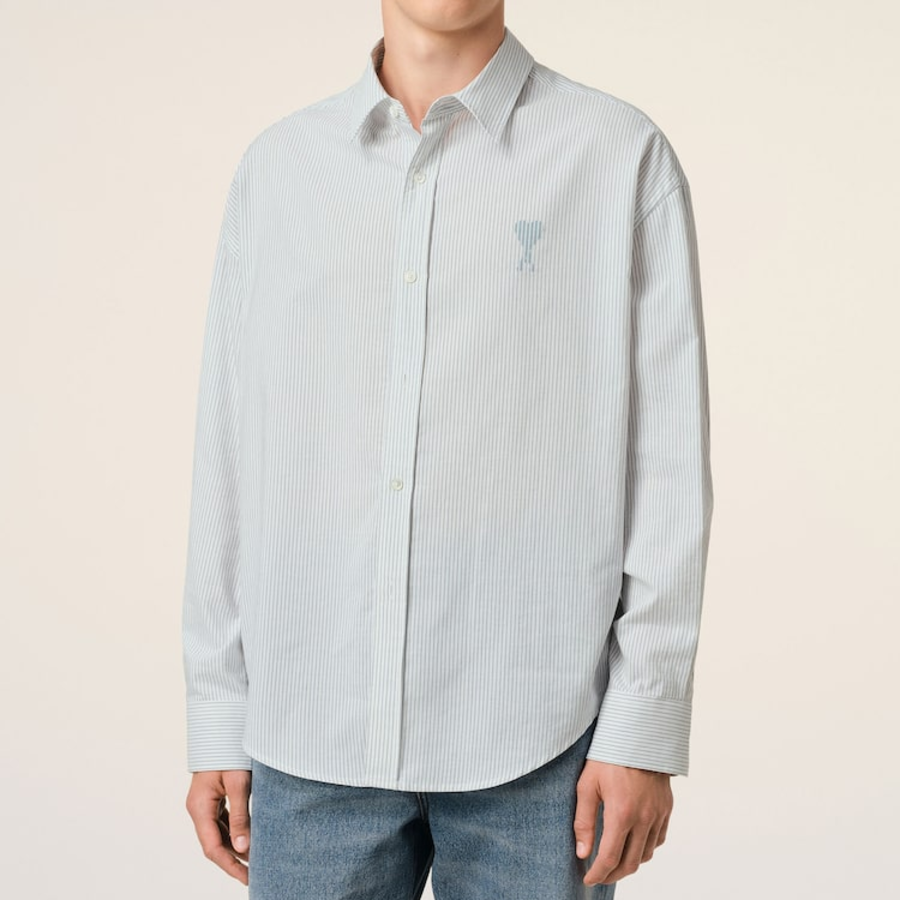 ami Adc Jacquard Boxy Shirt – White/Blue