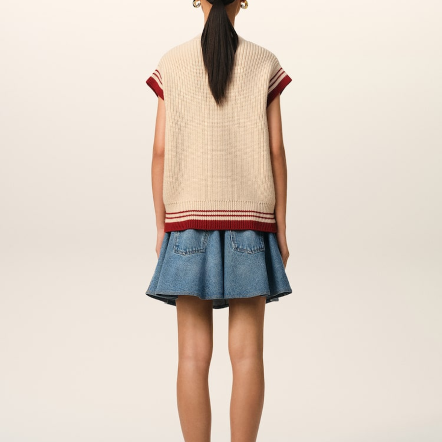 ami Adc Croche Ribbed Vest – Cream
