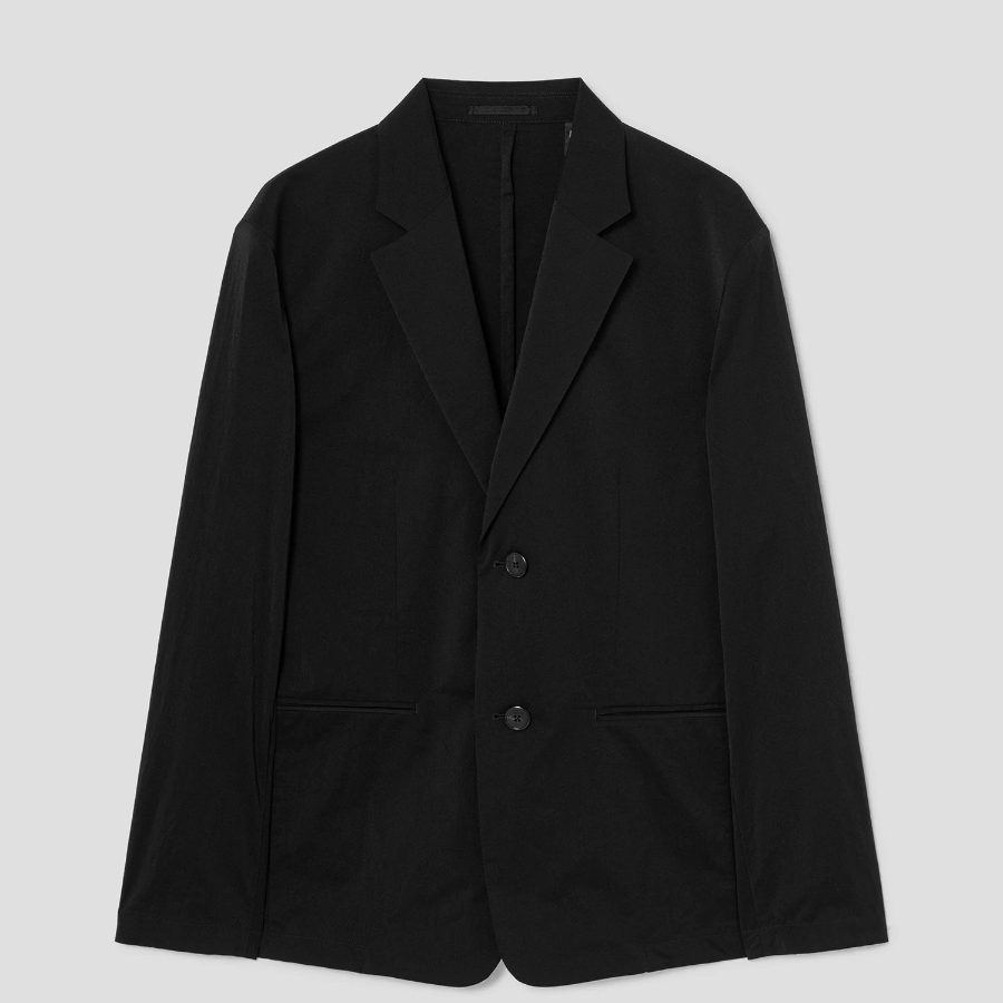 Theory Men Nylon Texture Boxy Blazer Jacket - Black
