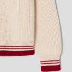 ami Adc Croche Ribbed V Neck Sweater – Cream