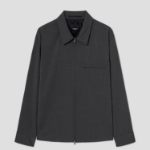 Theory Men Motion Wool Zip Overshirt Jacket - Charcoal Melange