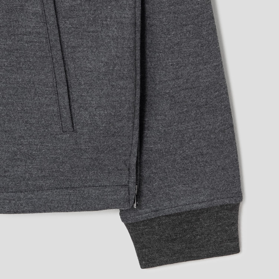 Theory Men Woodmere Stand Collar Quarter Zip Jacket - Dark Ash Melange
