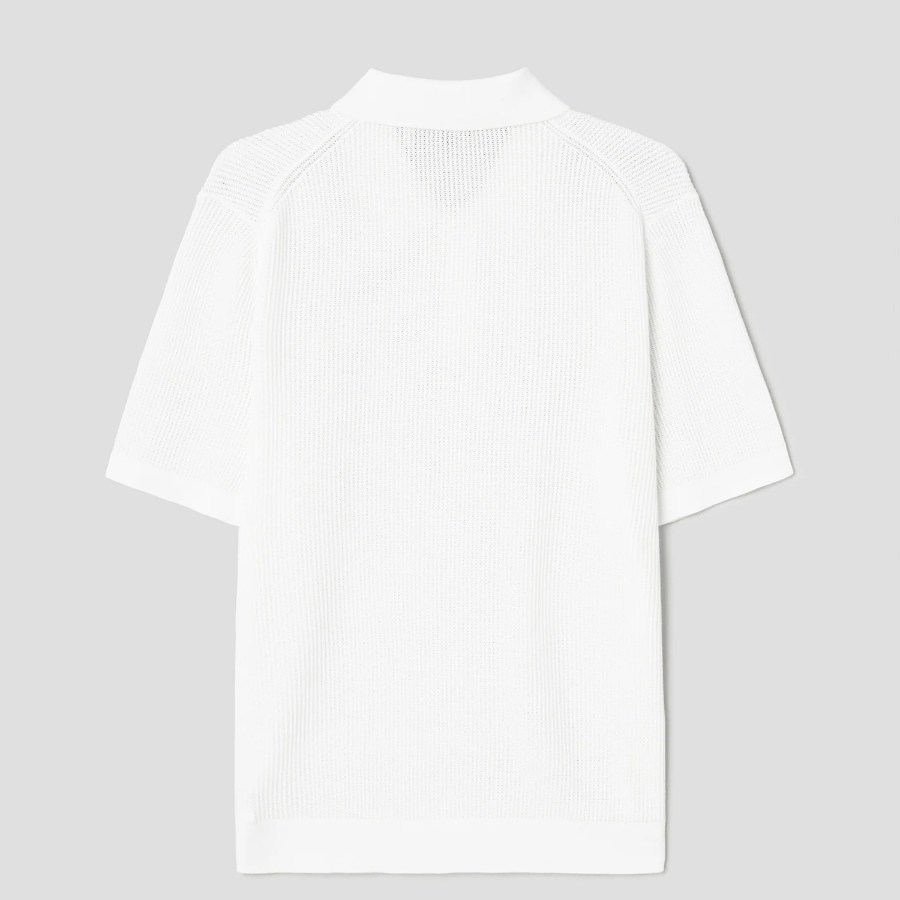 Theory Men Tactile Cotton Mesh Polo Sweater - White