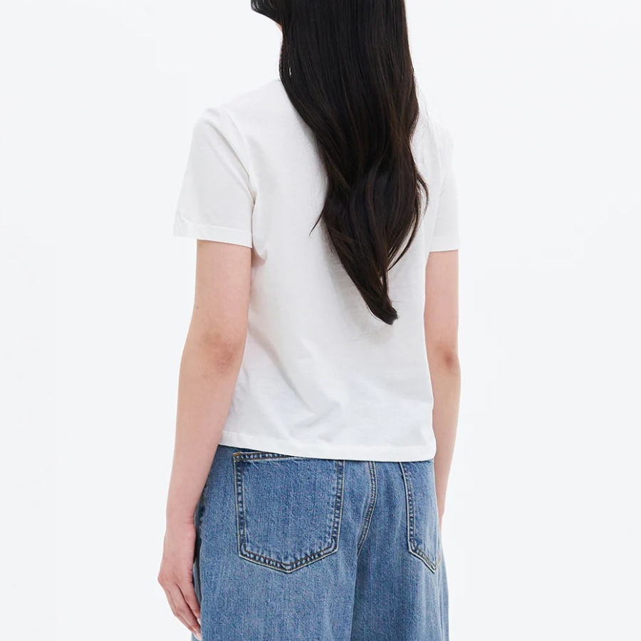 8 seconds Silket U-Neck Short Sleeve T-Shirt — White