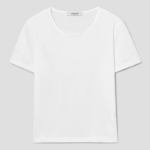 8 seconds Silket U-Neck Short Sleeve T-Shirt — White
