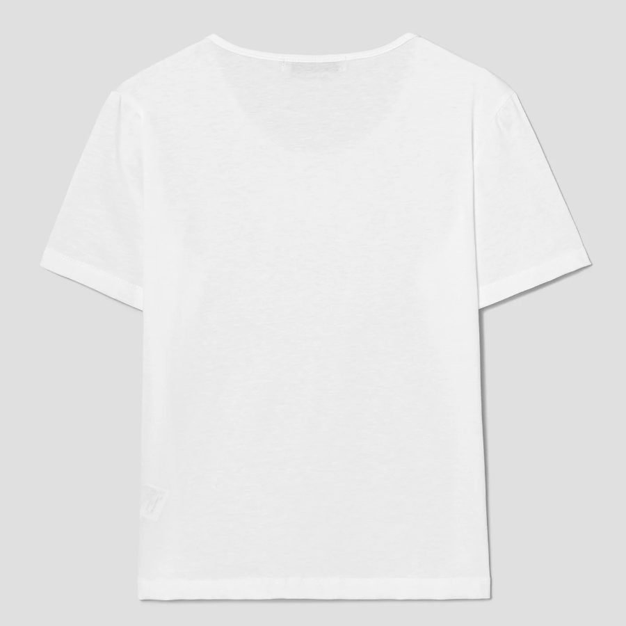 8 seconds Silket U-Neck Short Sleeve T-Shirt — White
