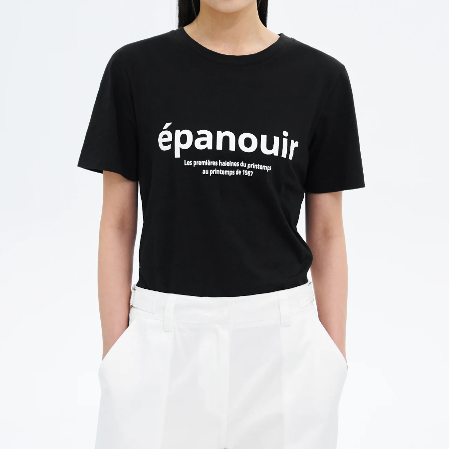 8 seconds Simple Lettering Short Sleeve T-Shirt — Black