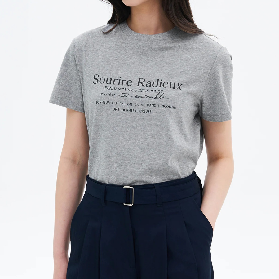 8 seconds Lettering Short Sleeve T-Shirt — Gray