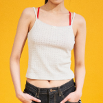 8 seconds Ribbon Pointelle Sleeveless Top – Grey