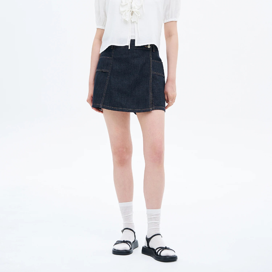 8 seconds Denim Wrap Skort — Navy