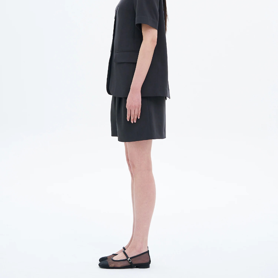 8 seconds Poly Two‑Tuck Short Pants — Ash