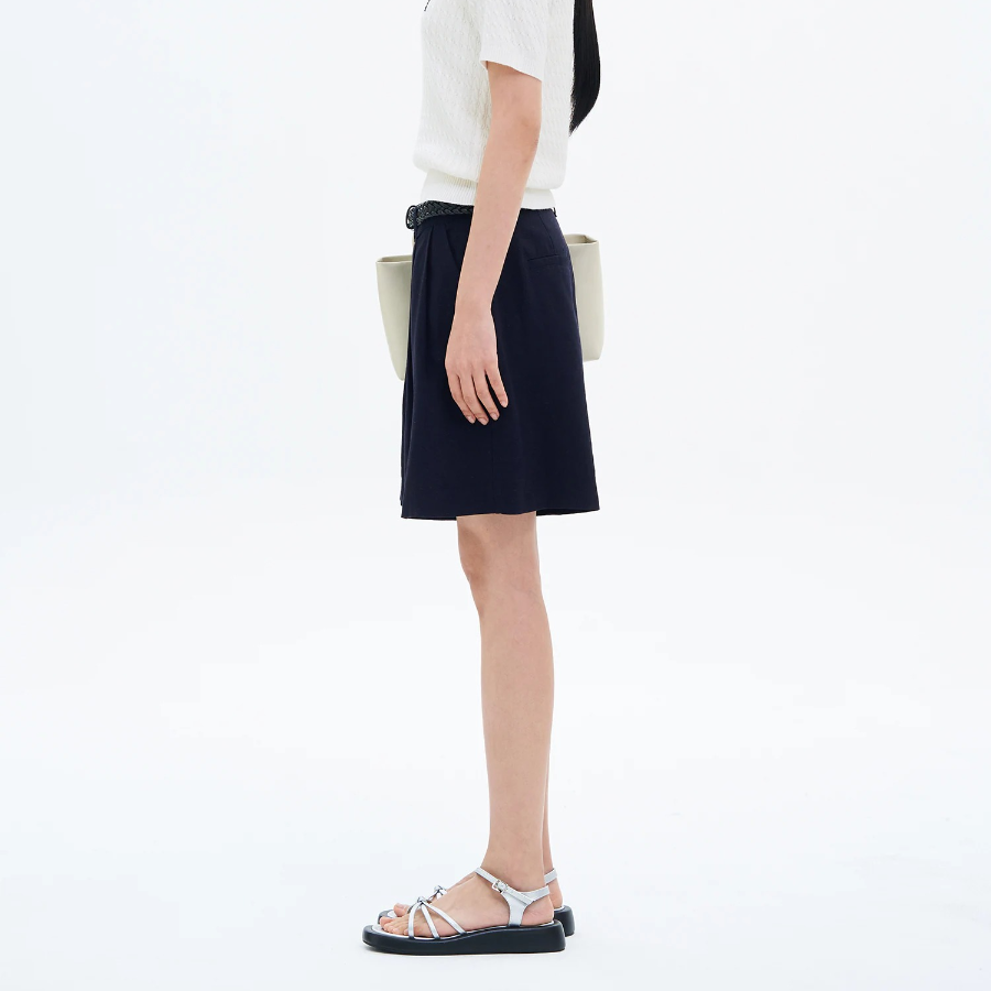 8 seconds Linen‑Like Shorts — Navy