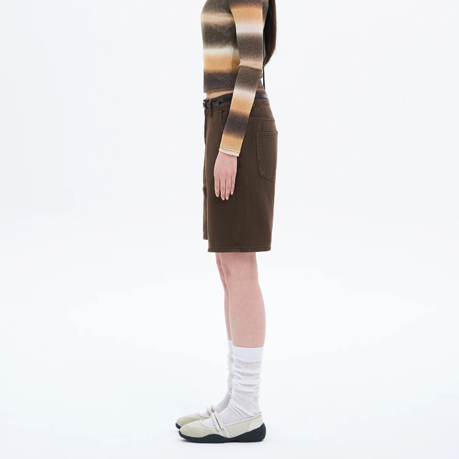 8 seconds Belted Bermuda Pants — Brown