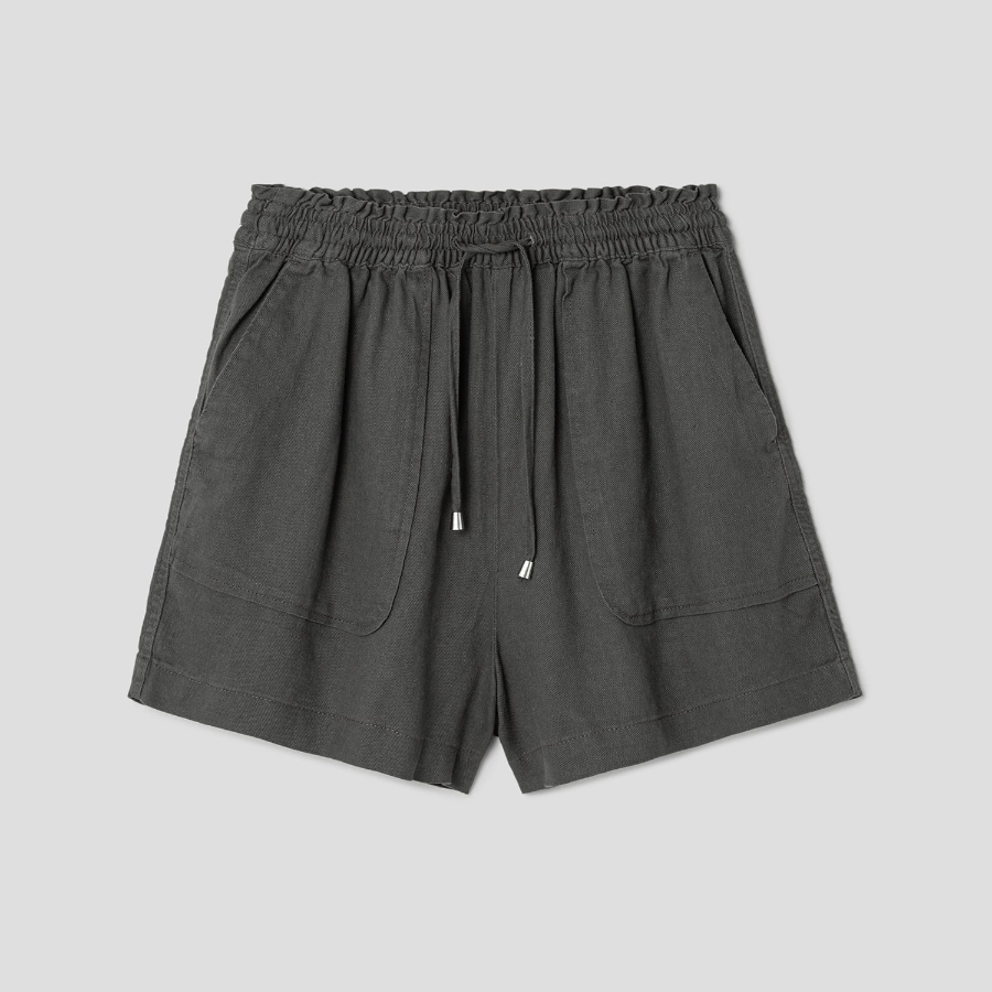 8 seconds Linen Blend Banding Shorts — Khaki