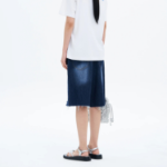 8 seconds Damaged Bermuda Denim Shorts — Navy