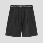8 seconds Belted Bermuda Pants — Dark Grey