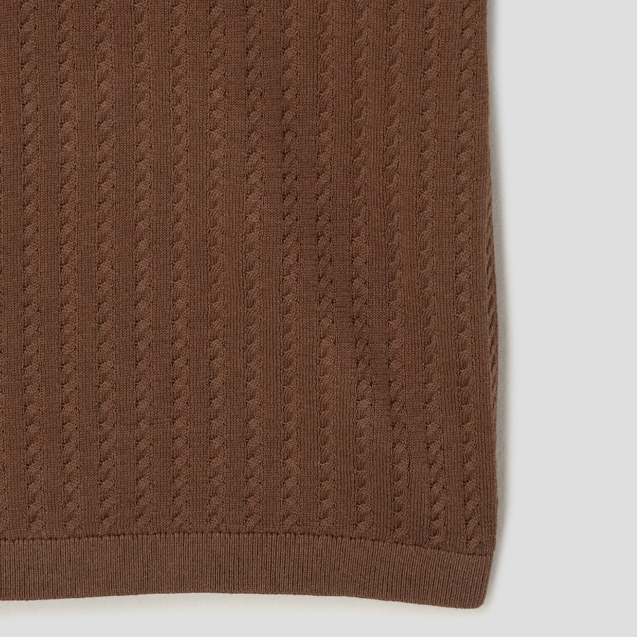 Theory Men Eco Breach Cable Polo Sweater - Deep Tobacco