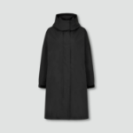 JAJU Loose Fit Hooded Rain Long Jumper – Black