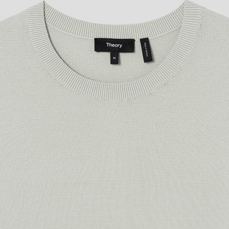 Theory Light Bilen Riland Grid Sweater - Light Green