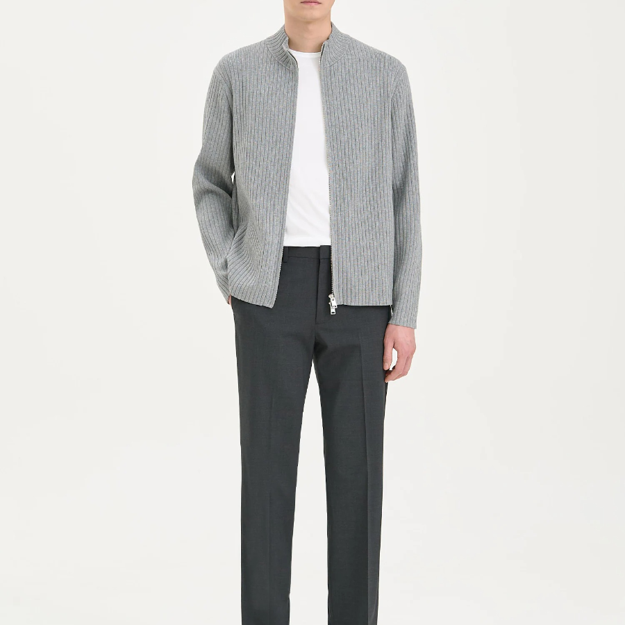 Theory Men Light Bilen Full Zip Cardigan - Melange Grey