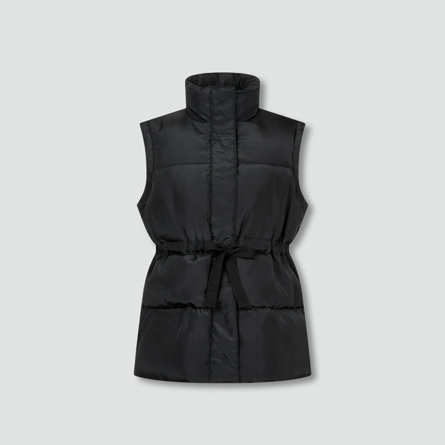 JAJU Loose-Fit Puffer Vest – Black