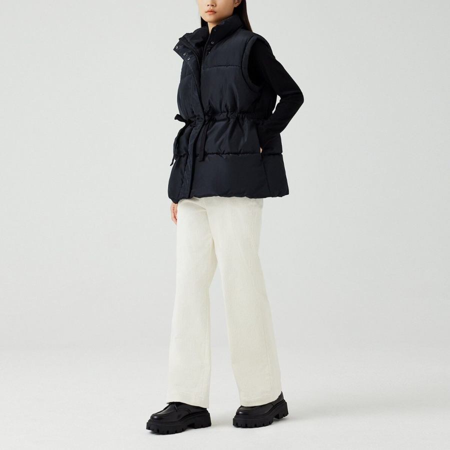 JAJU Loose-Fit Puffer Vest – Black
