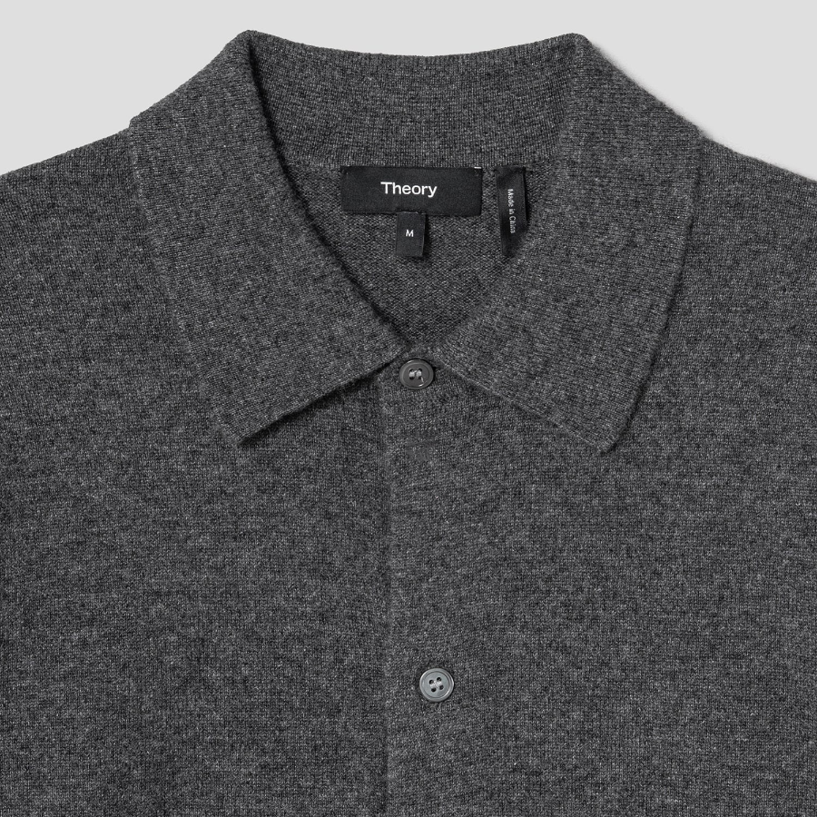 Theory Men Cashmere Collared Cardigan - Grey Heather