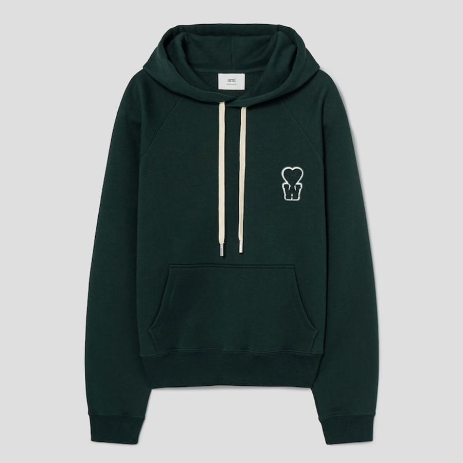 ami (Unisex) WS Patch Hoodie – Dark Green