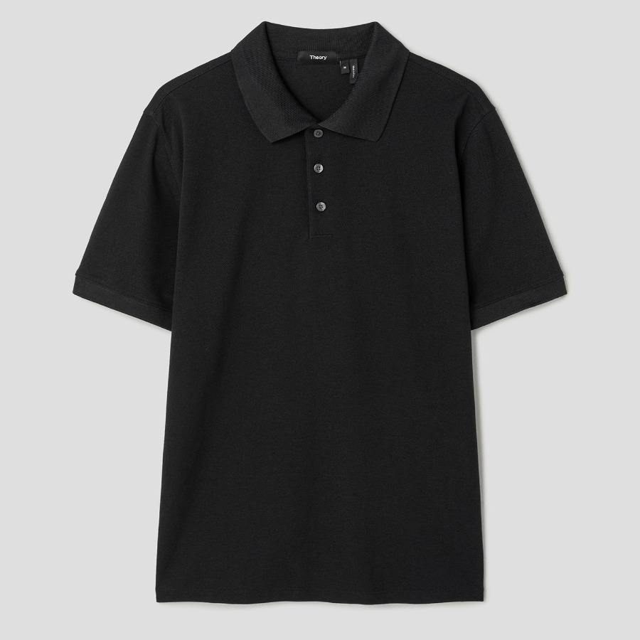 Theory Men Cotton Pique Precise Polo Tee - Black