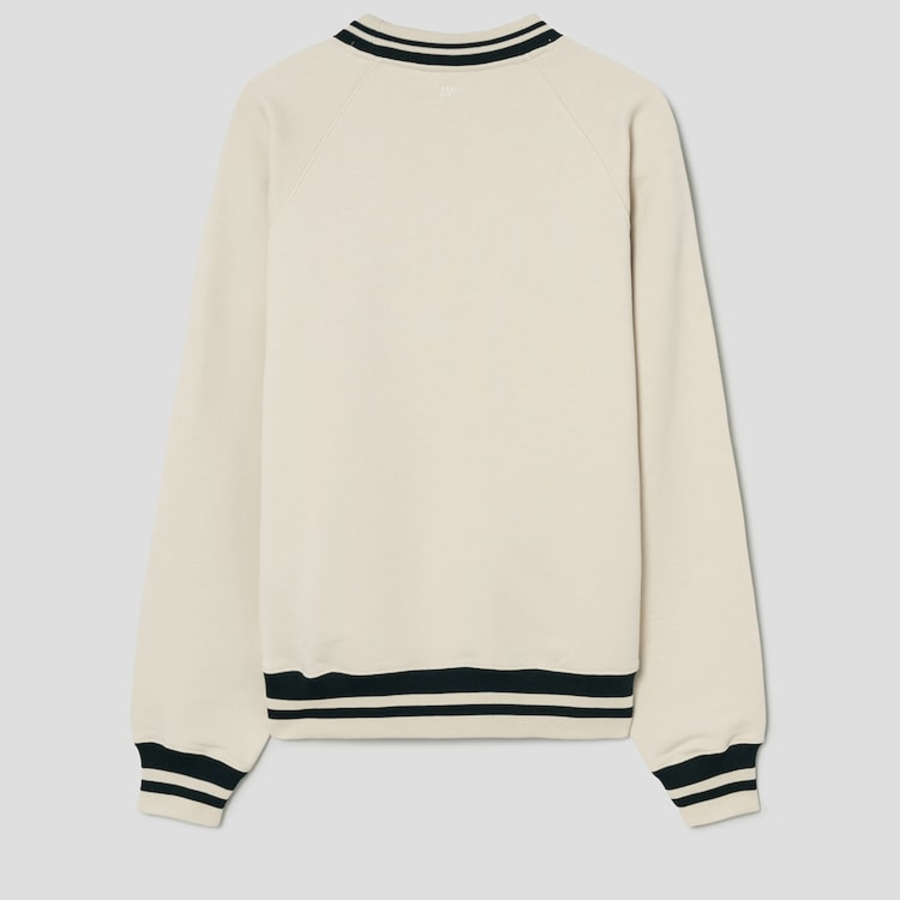 ami (Unisex) Ws Patch Knit Jumper – Off-White