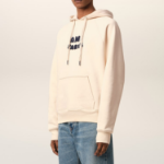ami (Unisex) Ami Paris Croche Hoodie – White Cream