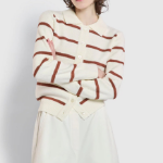 JAJU Stripe Collar Cardigan – Light Brown