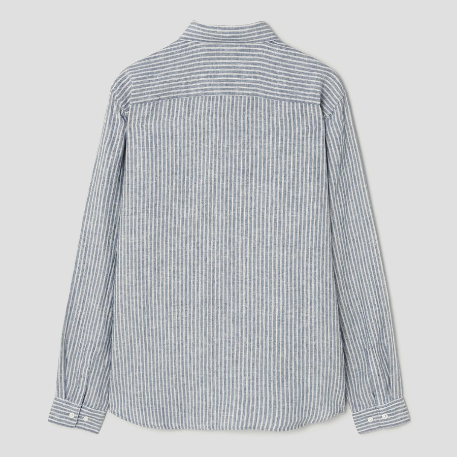 Theory Men Summer Stripe Irving Shirt - Dark Rainstorm/Eggshell