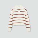JAJU Stripe Collar Cardigan – Light Brown