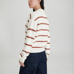 JAJU Stripe Collar Cardigan – Light Brown