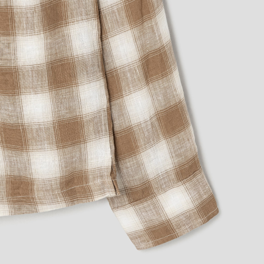 Theory Men Ombre Check Lt Shirt - Deep Tobacco Multi