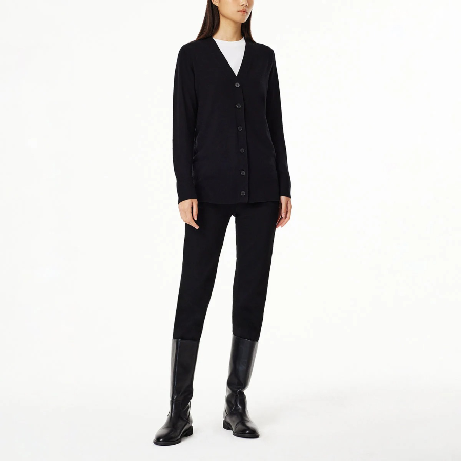 JAJU Soft V-Neck Half Cardigan – Black