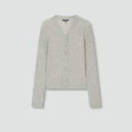 JAJU Ribbed V-Neck Knit Cardigan – Grey