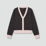 JAJU Contrast Trim Knit Cardigan – Charcoal