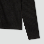 JAJU Hairy Ribbed Zip-Up Cardigan – Black