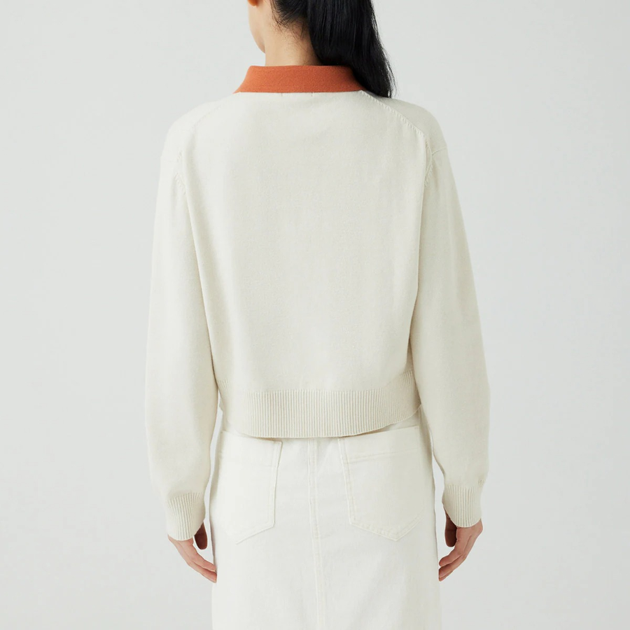 JAJU Contrast Collar Knit – Ivory