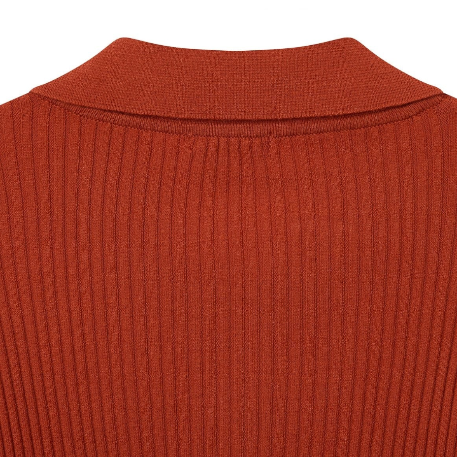 JAJU Zip-Up Collar Cardigan – Orange