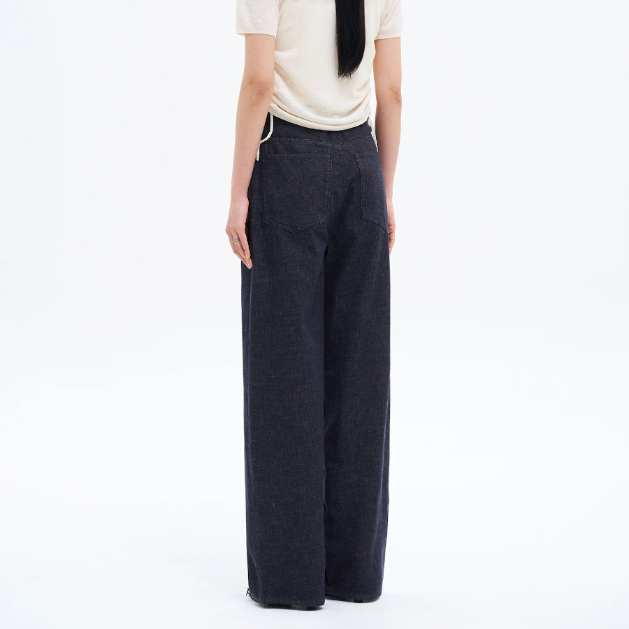 8 seconds Straight Linen Denim — Navy