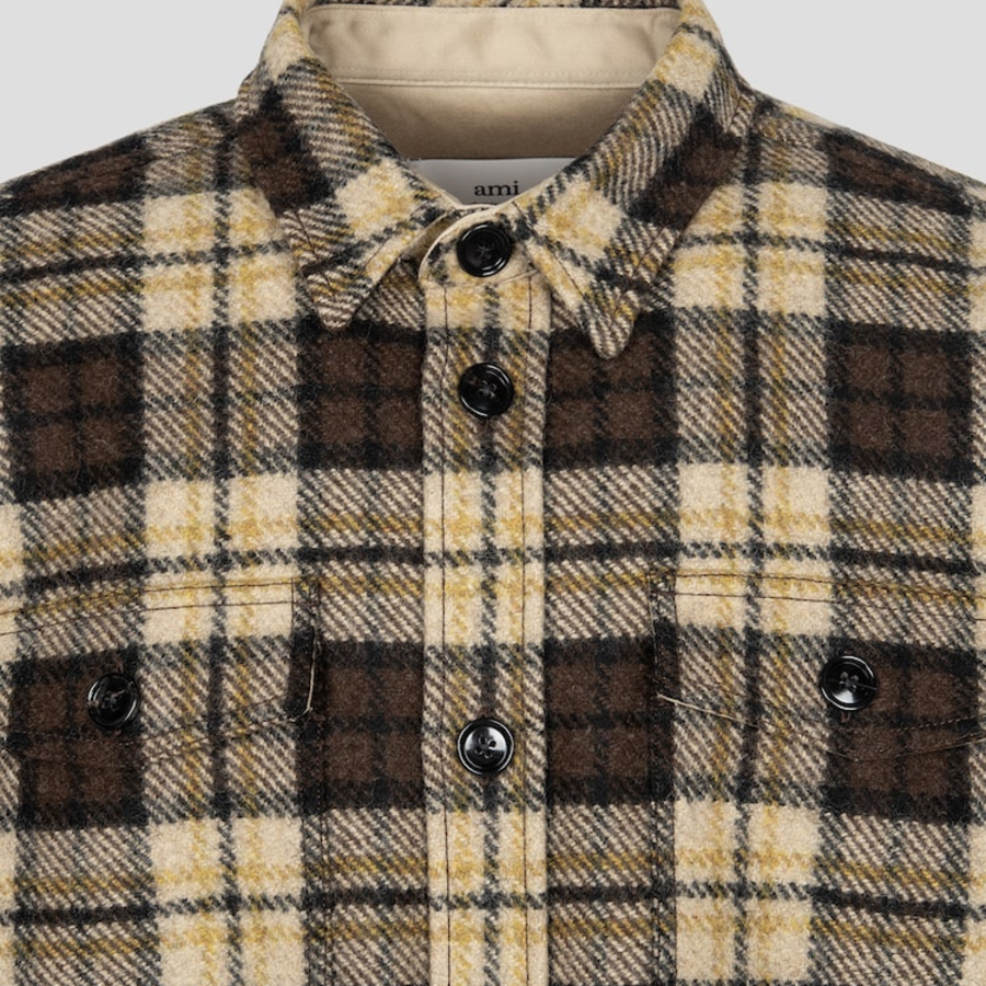 AMI (Unisex) Pocket Overshirt – Brown/Beige