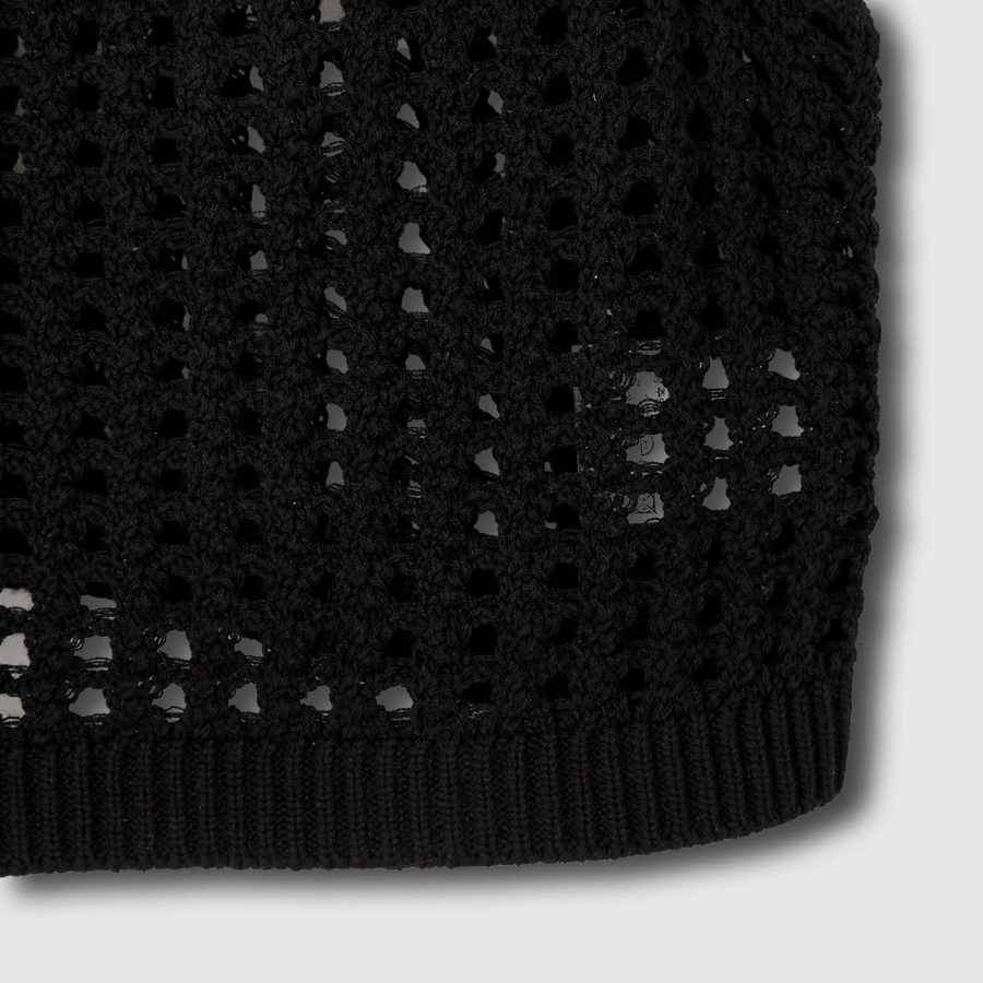 JAJU Crochet Bustier Vest – Black