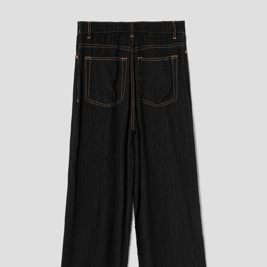 8 seconds Pleated Rayon Straight — Black