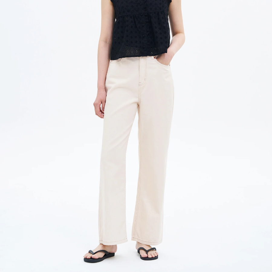 8 seconds Lightweight Straight Denim Pants — Ivory