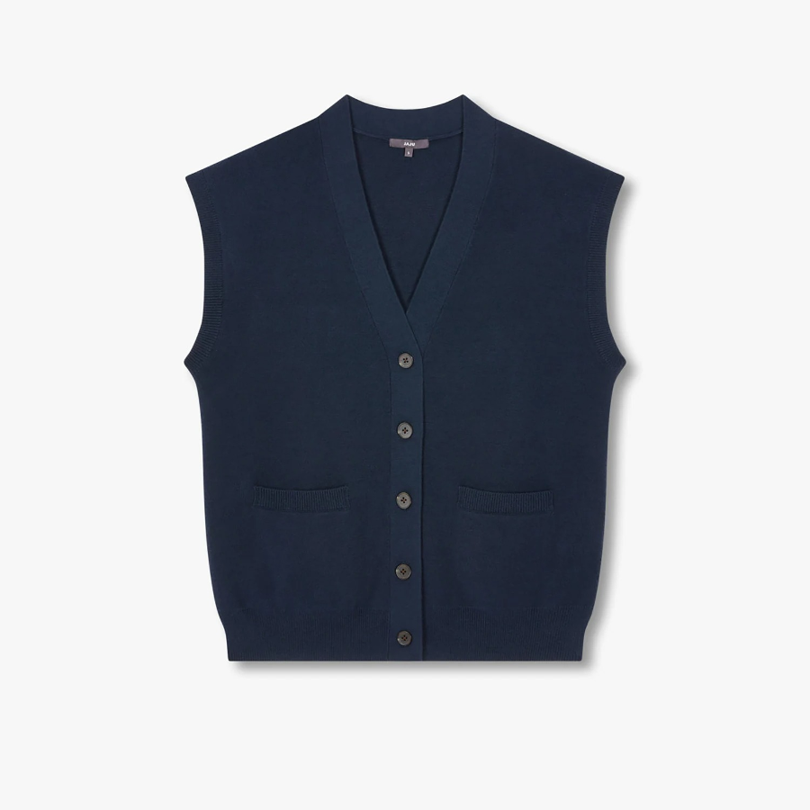 JAJU Soft Button Vest – Navy